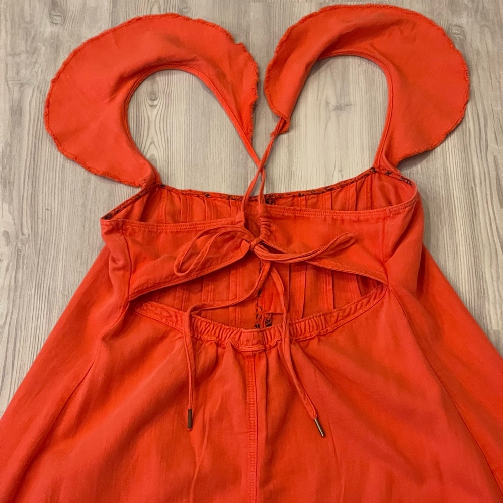 Anthropologie Pilcro Flutter Sleeve Coral Midi Dress - Picture 6 of 12